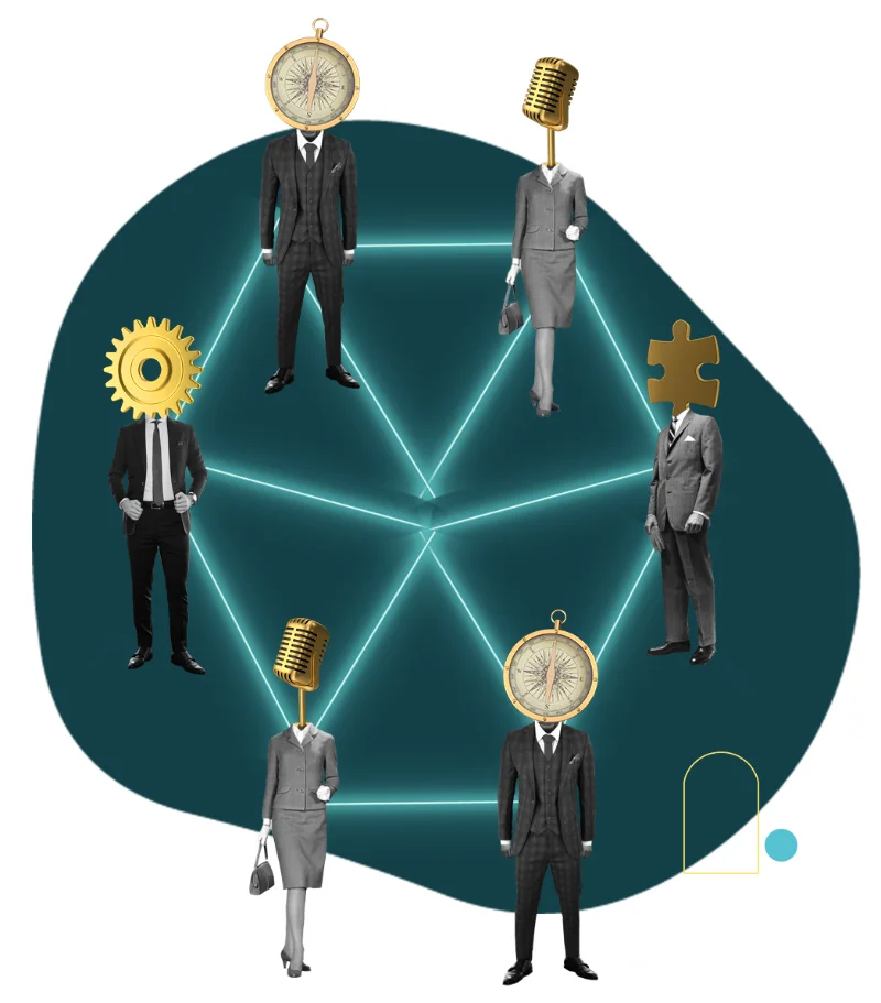 Collage of connected people representing a professional network