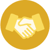 Handshake icon, yellow