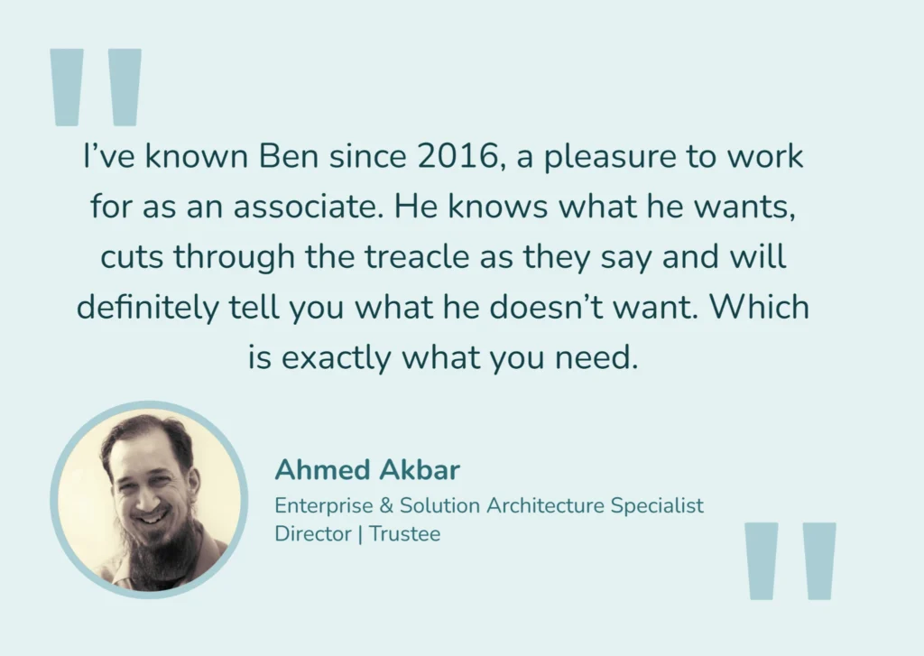 Ahmed Akbar, Enterprise & Solution Architecture Specialist, Director, Trustee